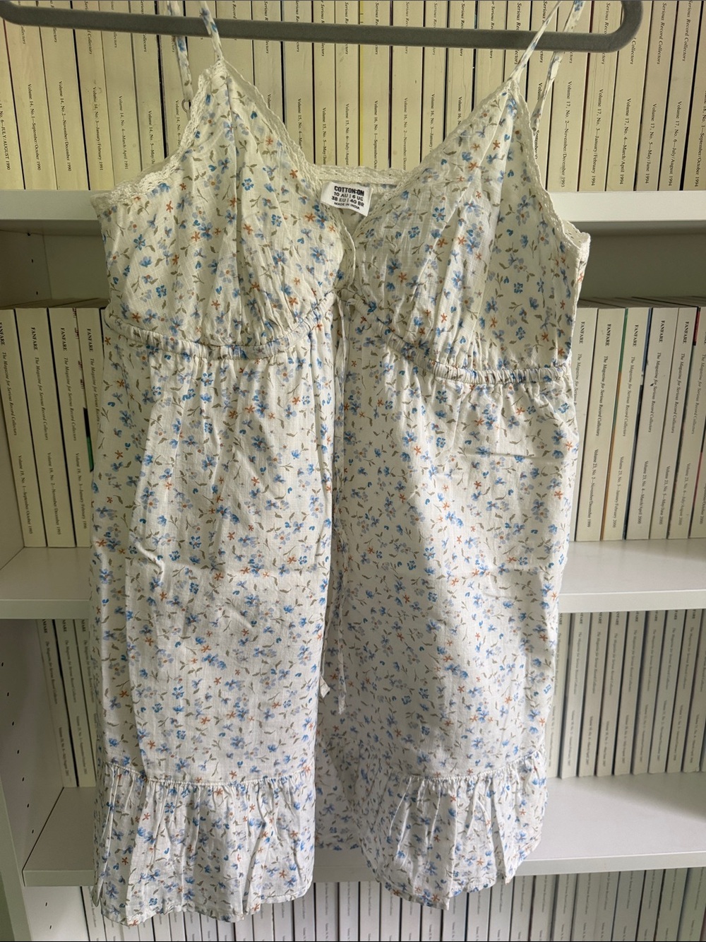 Cotton On Cream Floral Spaghetti-Strap Nightgown with Blue & Orange Print